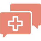 Cross inside chat bubbles icon
