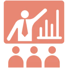 Speaker presenting data to group