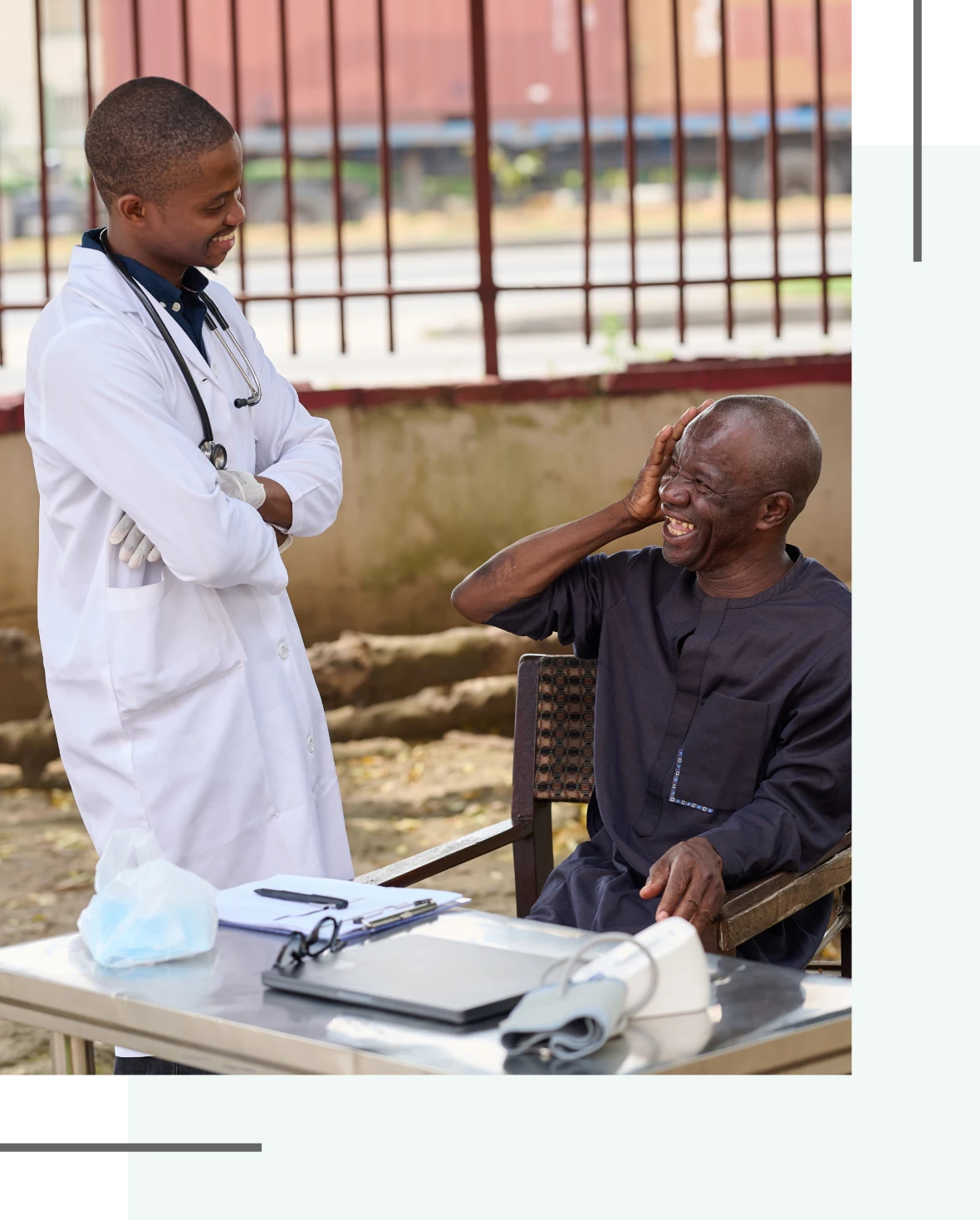 Doctor and patient sharing a laugh